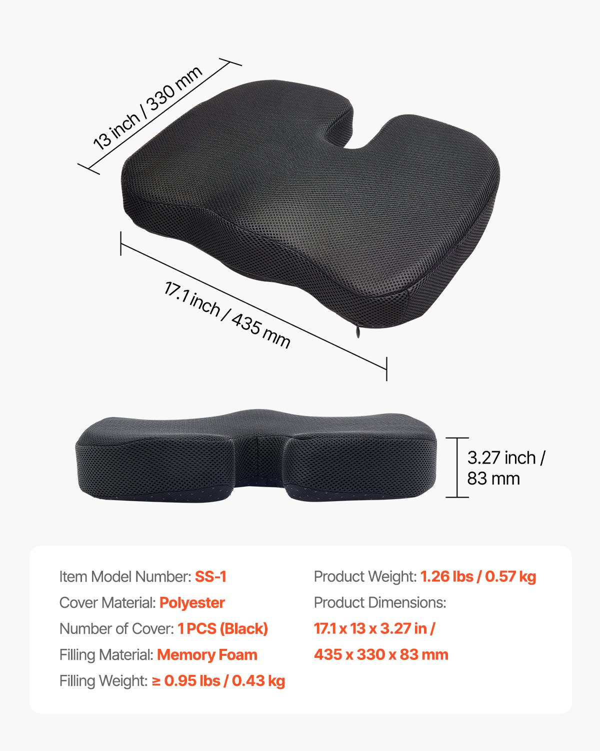 Cuscino ergonomico portatile per sedia ufficio e auto