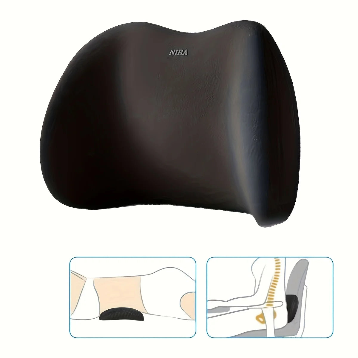 Cuscino memory foam per schiena in uso su sedia - comfort ergonomico
